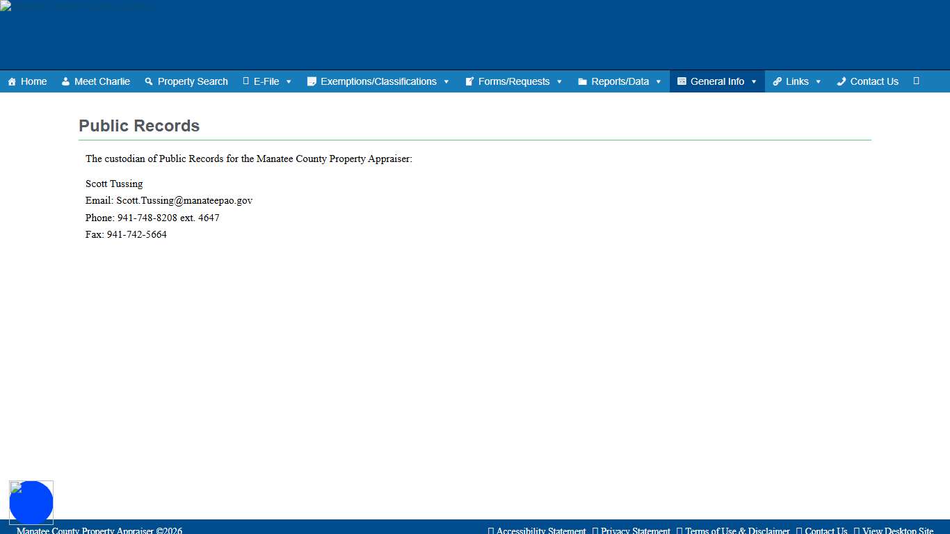 Public Records – Manatee County Property Appraiser